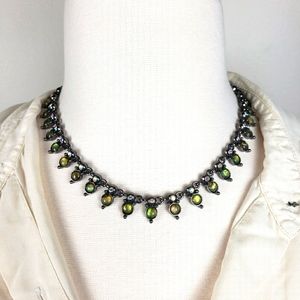 Anne Klein Green Opal Crystal Statement Necklace